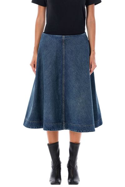 Khaite Renta Flared Denim Midi Skirt