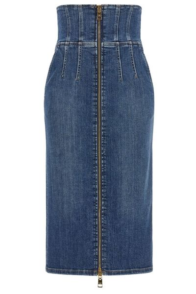 Elisabetta Franchi Corset High-Waist Denim Skirt