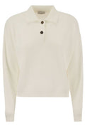 Brunello Cucinelli Embellished English Rib Knit Polo Shirt