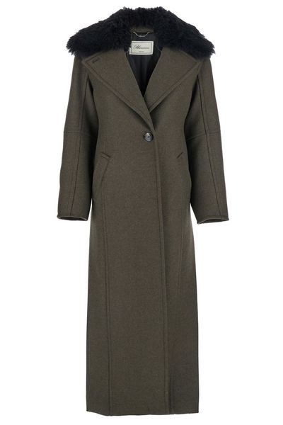 Blumarine Single-Breasted Shearling Detailed Coat