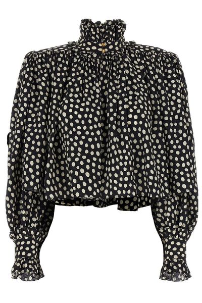 Chloé Maxi Gathered High-Neck Blouse