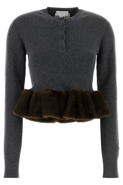 Stella McCartney Fff Trim Peplum Knitted Sweater