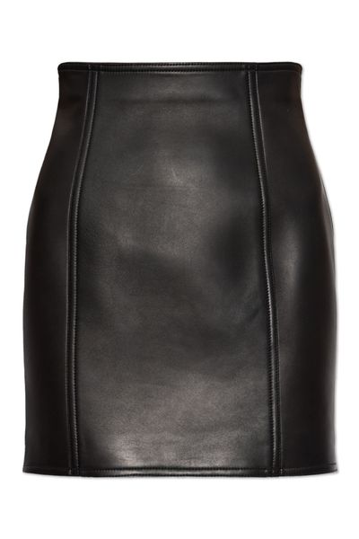 Balmain Zip-Detail Leather Mini Skirt