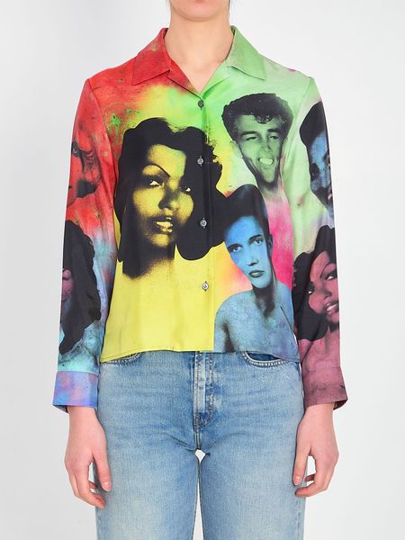 Versace Portrait Print Cropped Shirt