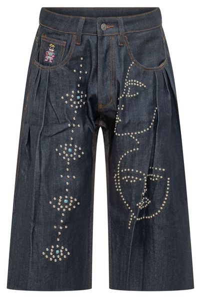 Kidsuper Studded Face Wide-Leg Shorts