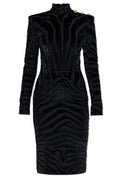 Balmain Short Zebra-Print Velvet Dress