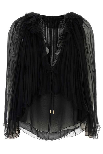 Alberta Ferretti Pleated Cape Blouse