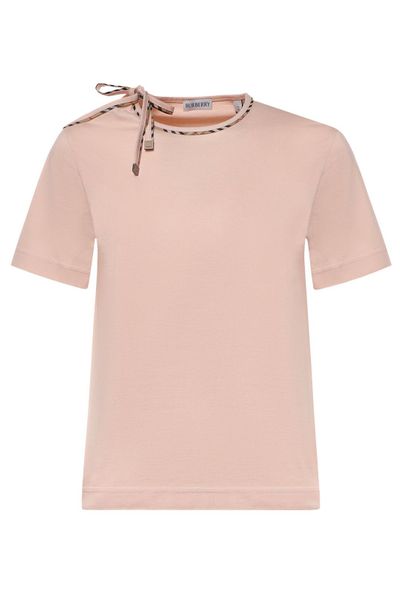 Burberry Checked-Trim Tie-Neck Knitted Top