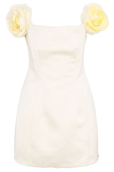 Elisabetta Franchi Applied Flowers Duchesse Satin Dress
