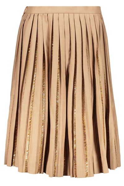 Burberry Fendi Plissé Embellished Midi Skirt