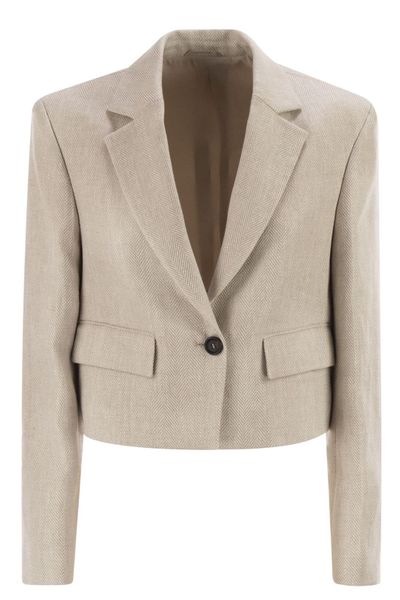Brunello Cucinelli Chevron Cropped Blazer