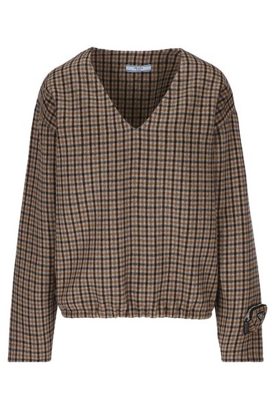 Prada Checked V-Neck Top