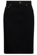 Dolce & Gabbana Logo Plaque Denim Midi Skirt