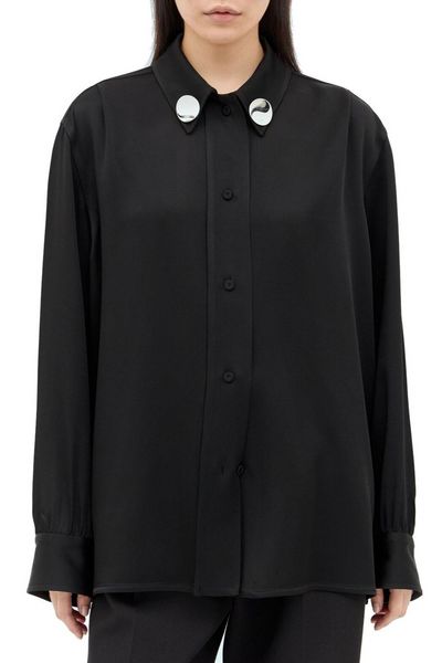 Jil Sander Detachable Jewel Clip Detailed Satin Shirt