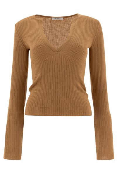 Max Mara V-Neck Long-Sleeved Top