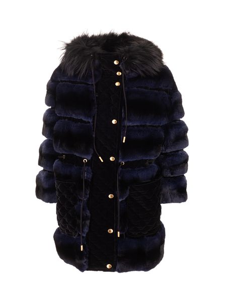 Fendi Quilted Hooded Tied-Waist Velvet Coat
