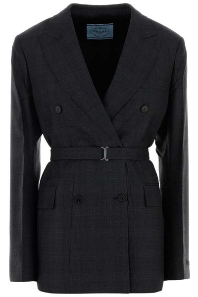 Prada Double-Breasted Belted Blazer