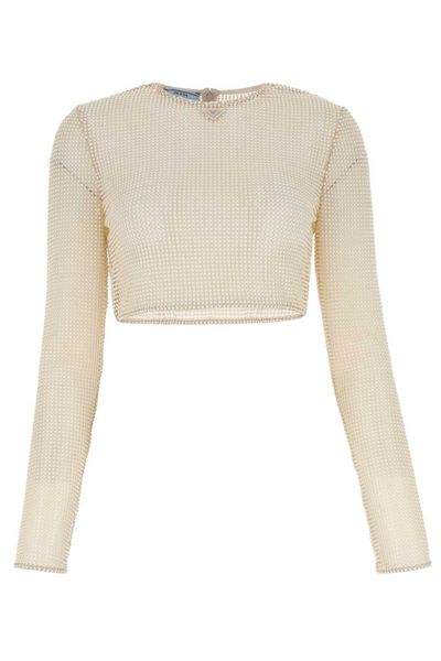 Prada All-Over Bead Embellished Cropped Top