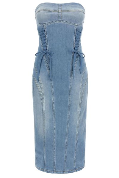 Elisabetta Franchi Off-The-Shoulder Denim Dress
