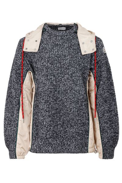 Moncler Tricot Panelled Hooded Jumper