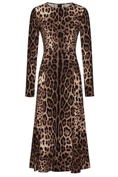 Dolce & Gabbana Leopard-Printed Flared Midi Dress