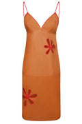 Fendi Floral Cut-Out V-Neck Leather Slip Dress