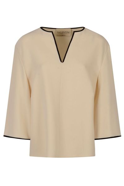 Valentino V-Neck Long-Sleeved Top