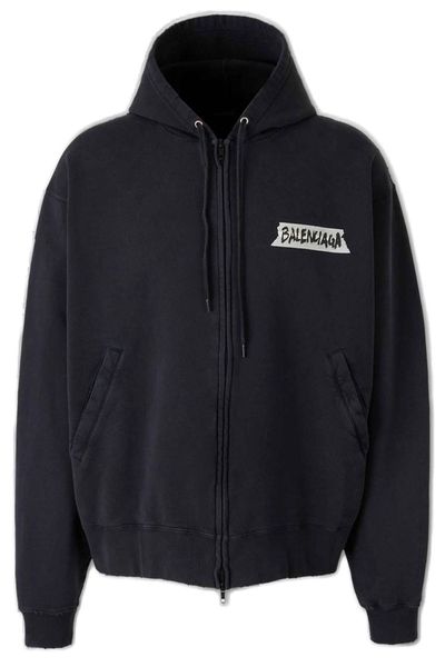 Balenciaga Masking Tape Oversized Zip-Up Hoodie