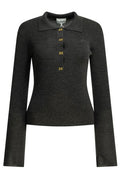 Ganni Ribbed Logo Polo Knitted Sweater