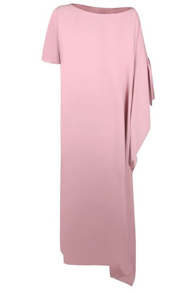 Chantal Lenoir Asymmetric Cape-Sleeve Dress