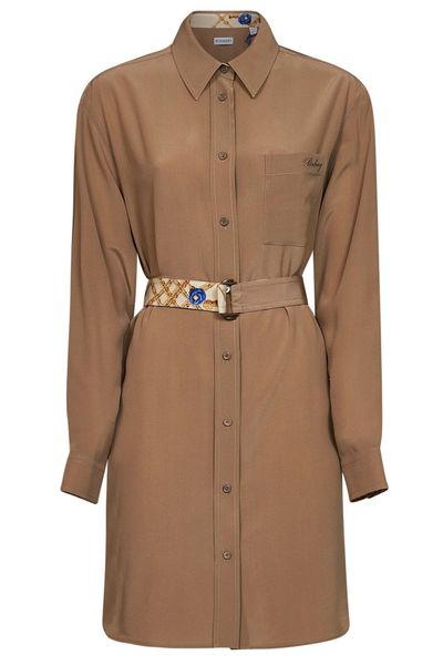 Burberry Belted Waist Shirt Midi Dress