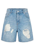 Halfboy Distressed High-Waist Denim Shorts