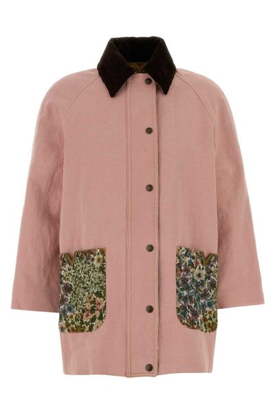 Valentino Floral-Pocket Denim Peacoat