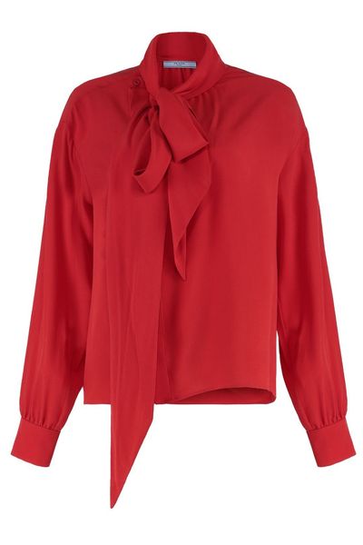 Prada Scarf Detailed Long-Sleeved Blouse
