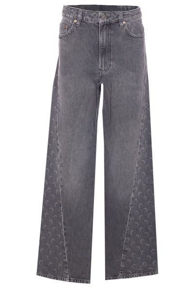 Marine Serre Moon Laser Wash Denim Baggy Jeans