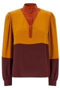 Saint Laurent Button Detailed Color-Blocked Blouse