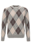 Eleventy Argyle Crew Neck Knitted Sweater