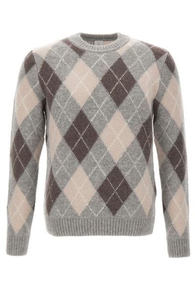 Eleventy Argyle Crew Neck Knitted Sweater