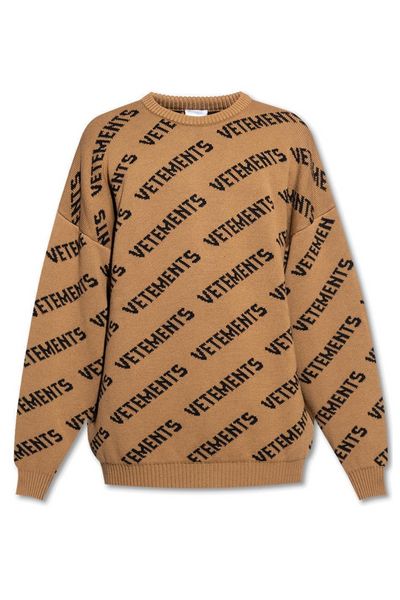 Vetements All-Over Logo Embroidered Knit Sweater