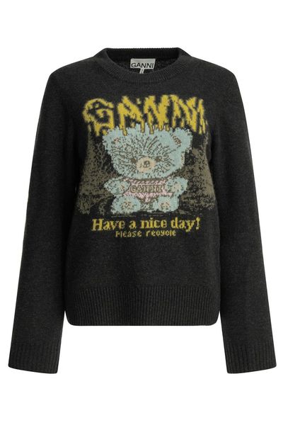 Ganni Teddy Jacquard Knitted Sweater