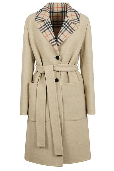 Burberry Single Breasted Belted Reversible Coat