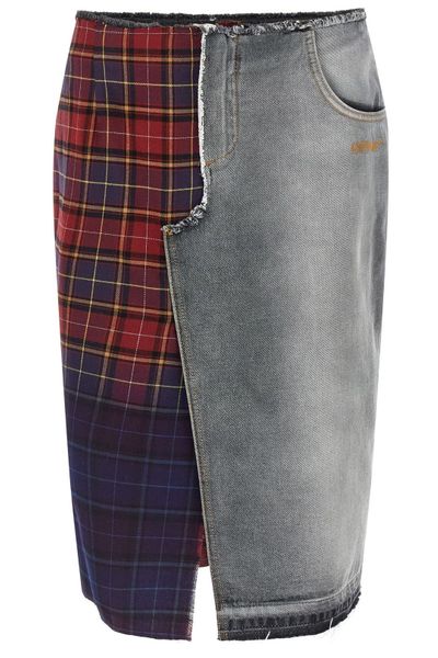 Off-White Patchwork Logo Embroidered Skirt