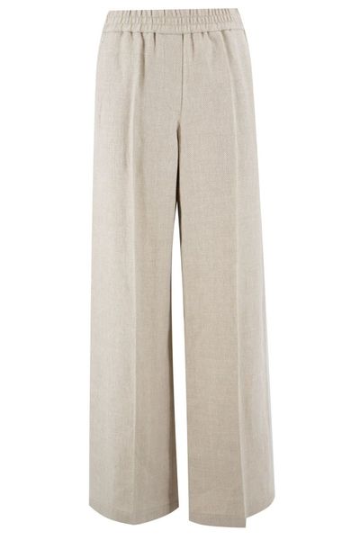 Brunello Cucinelli Herringbone Pleated Trousers