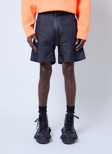 Walter Van Beirendonck Embossed Raw Denim Shorts
