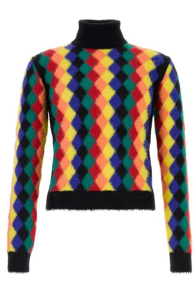 Loewe Argyle-Patterned High-Neck Sweater