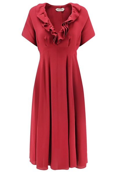 Alberta Ferretti Short Sleeve Pleated Dress