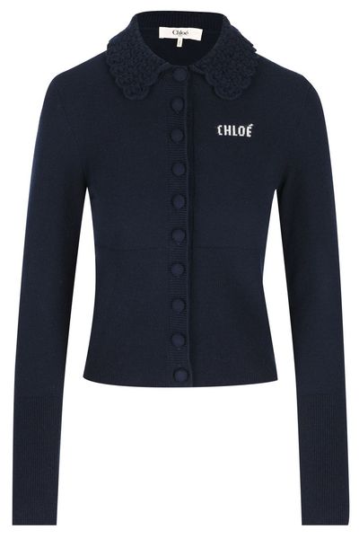 Chloé Crocheted Collar Button-Up Cardigan