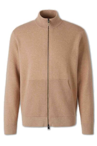 Canali Elbow-Patch Zipped Cardigan