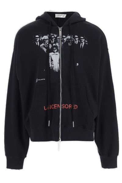 Matieres Fecales Graphic Printed Zip-Up Hoodie
