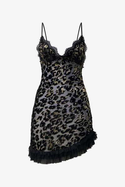 Roberto Cavalli Ruched Leopard Mini Dress